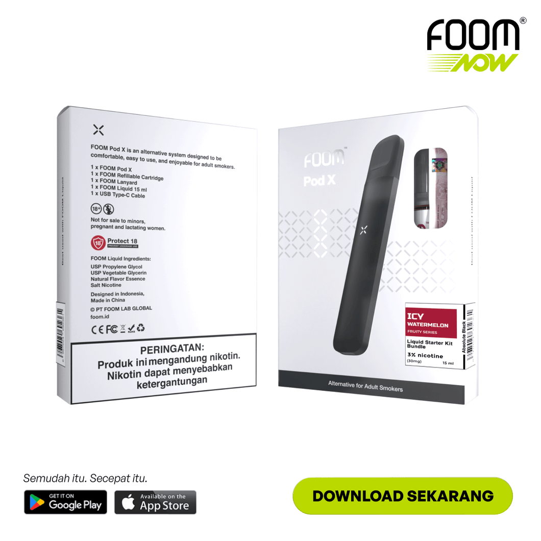Pod X ABSOLUTE BLACK Bundling Icy Watermelon 15 ml | Liquid Vape Terenak dan Pods Vape Terbaik | FOOM