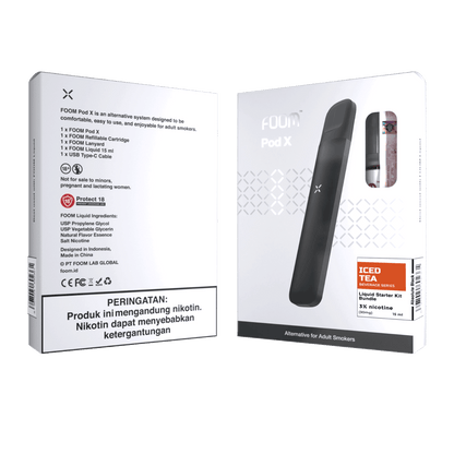 Pod X ABSOLUTE BLACK Bundling Liquid 15 ml | Liquid Vape Salt Nic Enak dan Pods Vape Terbaik - FOOM