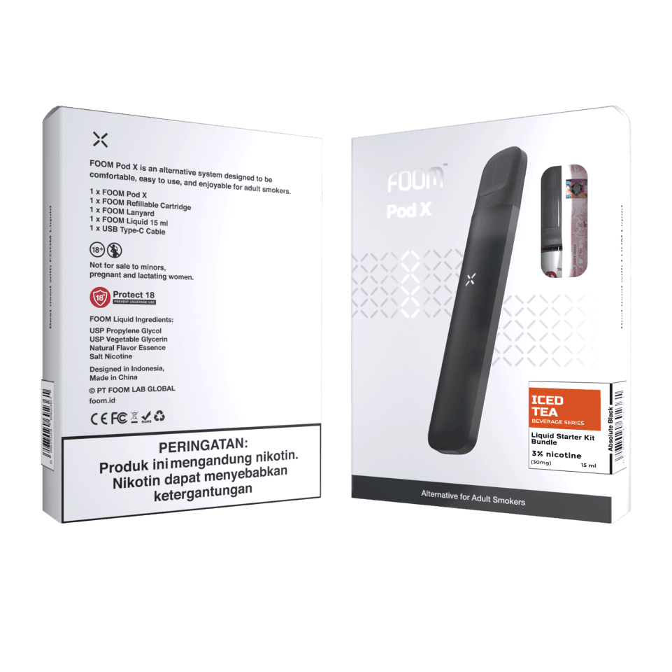 Pod X ABSOLUTE BLACK Bundling Liquid 15 ml | Liquid Vape Terenak dan Pods Vape Terbaik | FOOM
