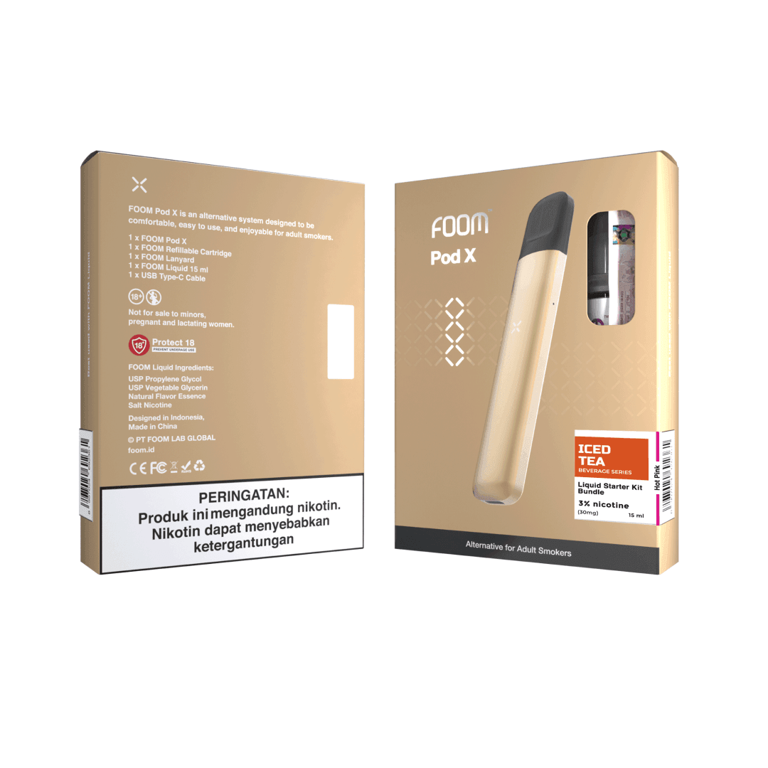 Pod X BRILLIANT GOLD Bundling Iced Tea 15 ml | Liquid Vape Salt Nic Enak dan Pods Vape Terbaik - FOOM