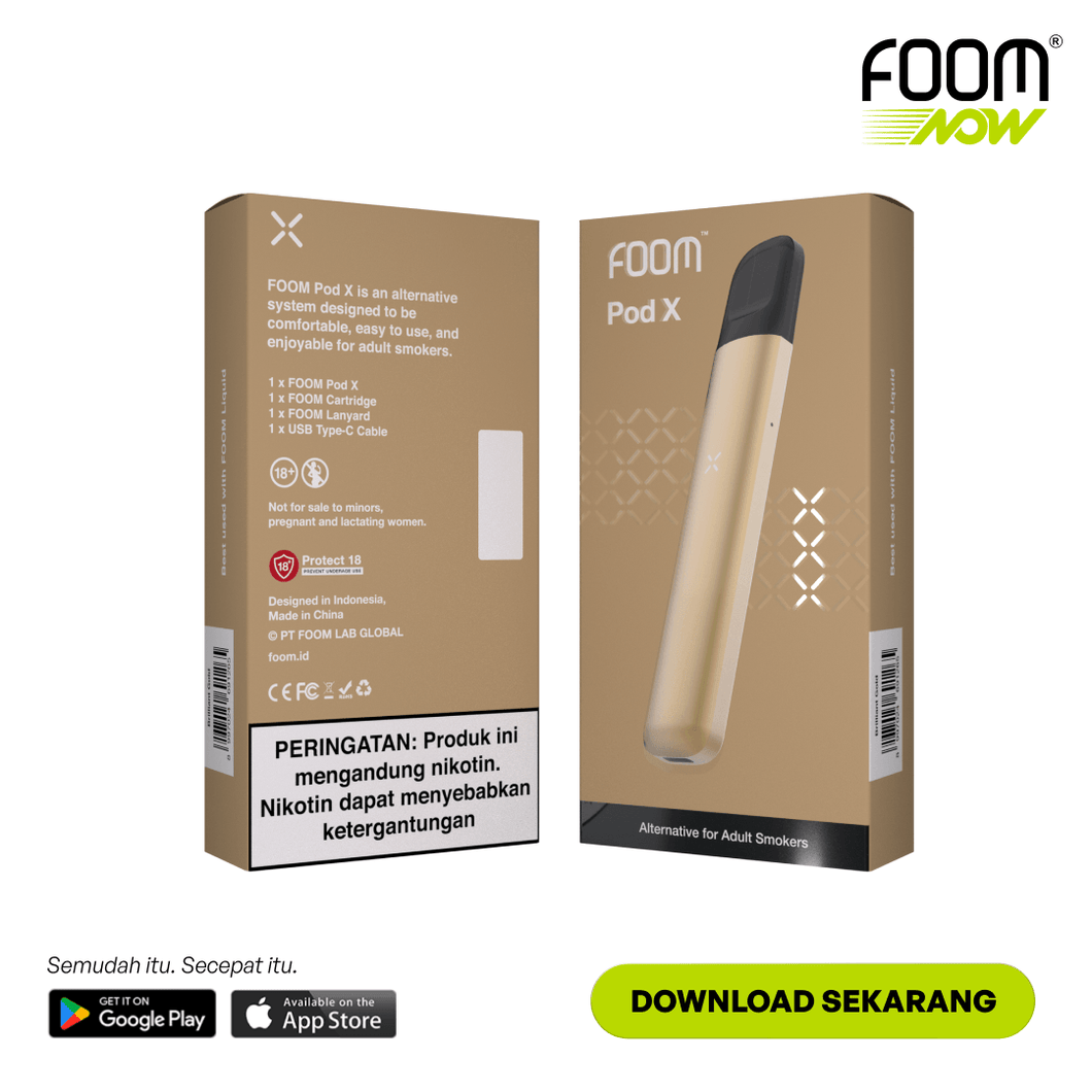 Pod X - BRILLIANT GOLD | Liquid Vape Terenak dan Pods Vape Terbaik | FOOM