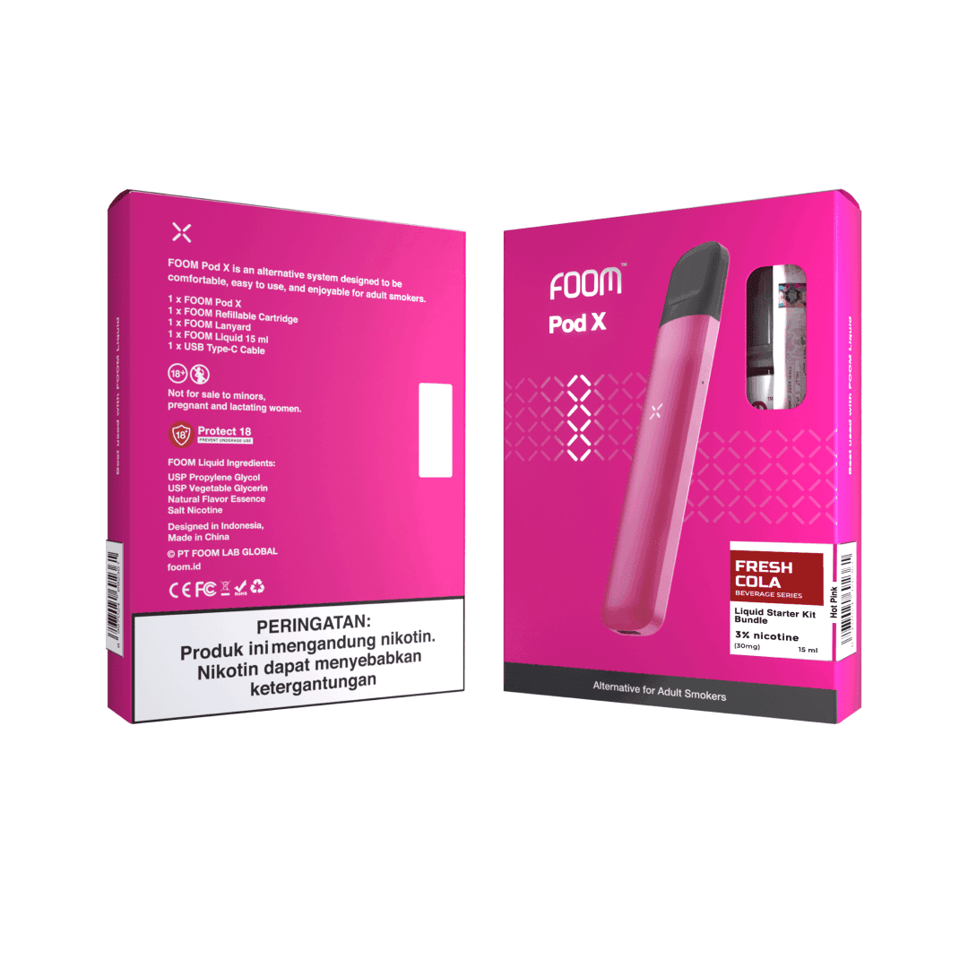Pod X HOT PINK Bundling Liquid 15 mL | Liquid Vape Salt Nic Enak dan Pods Vape Terbaik - FOOM