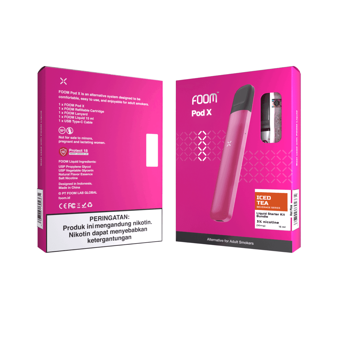 Pod X HOT PINK Bundling Liquid 15 mL | Liquid Vape Salt Nic Enak dan Pods Vape Terbaik - FOOM
