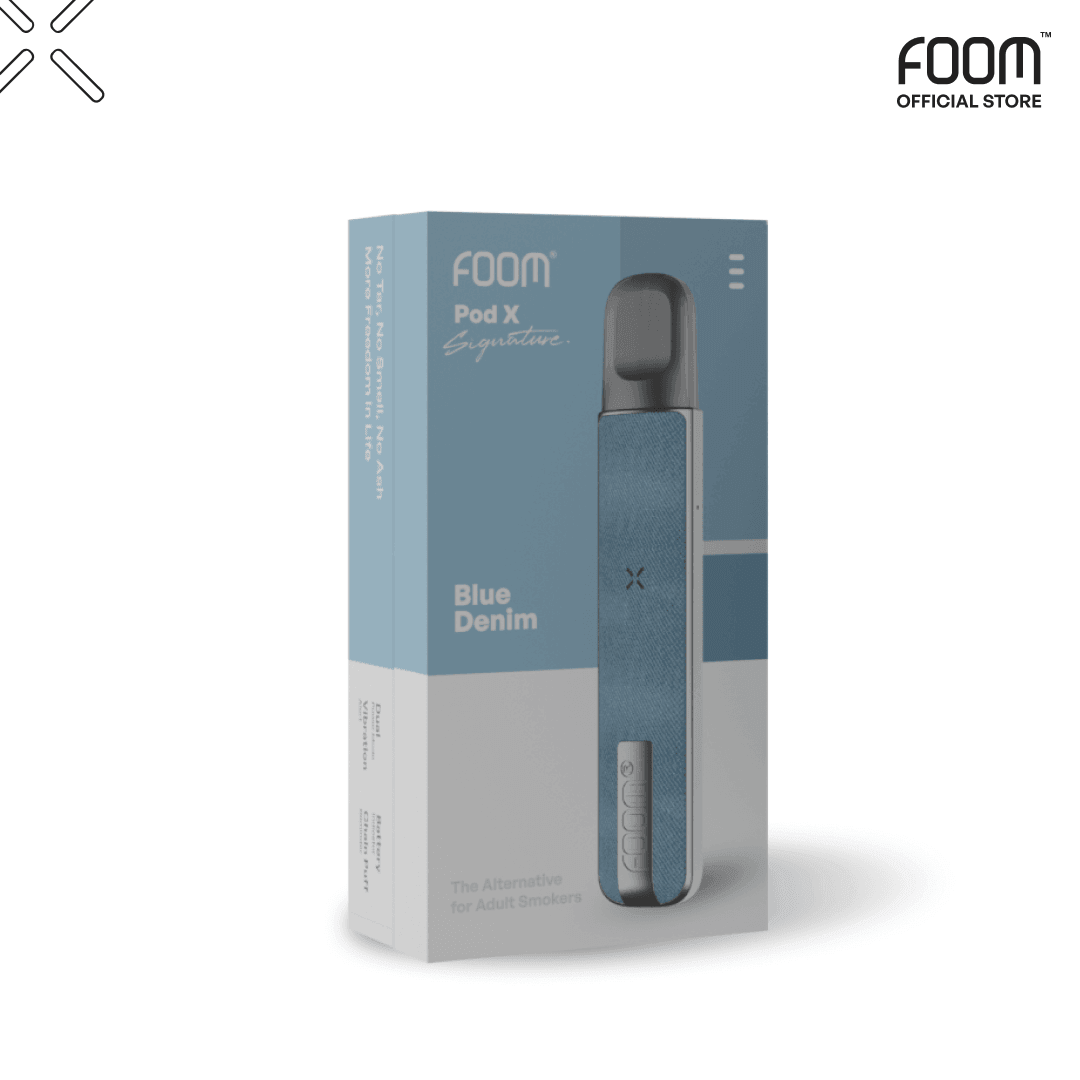 Pod X Signature - BLUE DENIM | Liquid Vape Salt Nic Enak dan Pods Vape Terbaik - FOOM