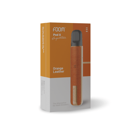 Pod X Signature Leather Edition - Orange by Erika Carlina | Liquid Vape Terenak dan Pods Vape Terbaik | FOOM