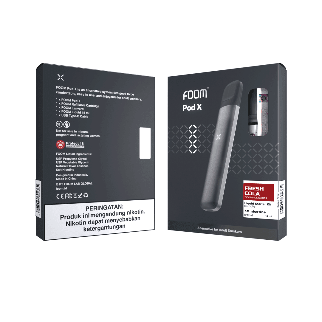 Pod X SPACE GRAY Bundling Fresh Cola 15 ml | Liquid Vape Salt Nic Enak dan Pods Vape Terbaik - FOOM