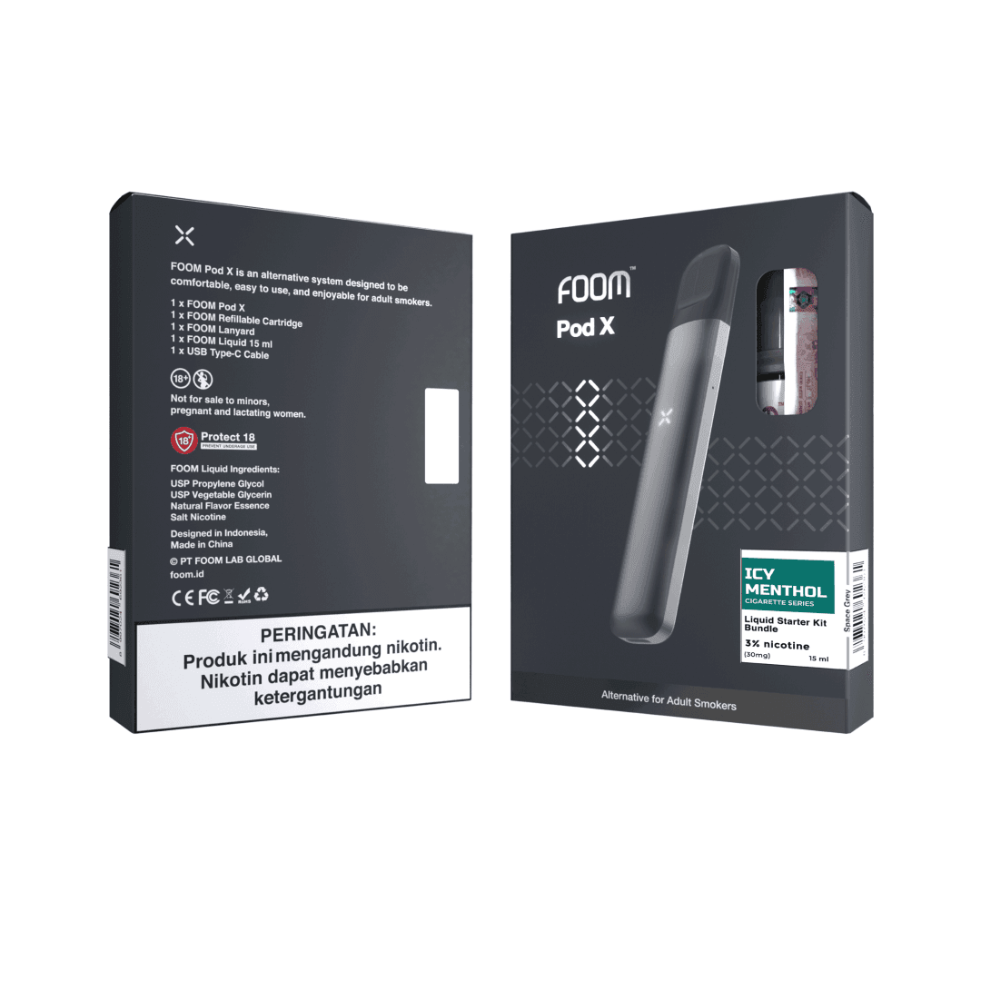 Pod X SPACE GRAY Bundling Icy Menthol 15 ml | Liquid Vape Salt Nic Enak dan Pods Vape Terbaik - FOOM