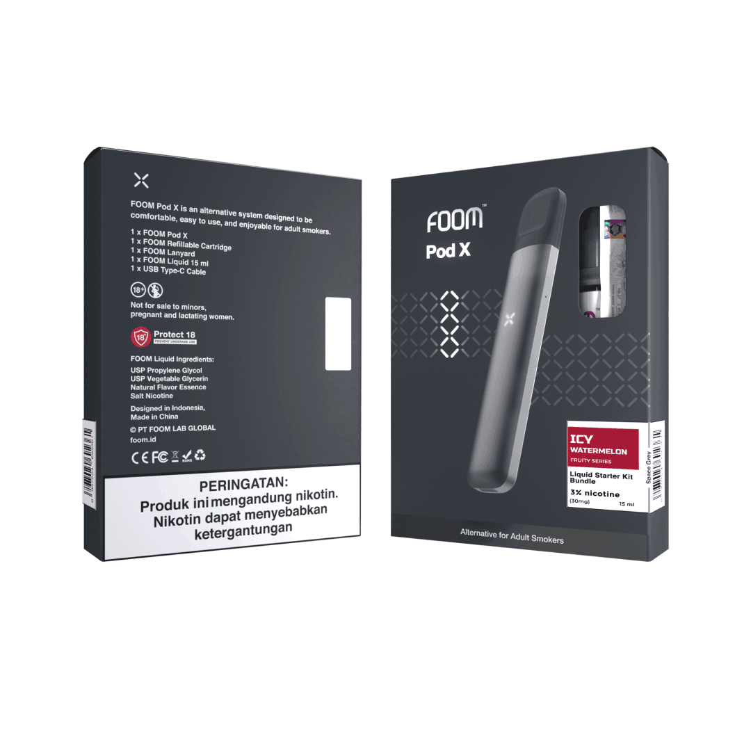 Pod X SPACE GRAY Bundling Icy Watermelon 15 ml | Liquid Vape Salt Nic Enak dan Pods Vape Terbaik - FOOM