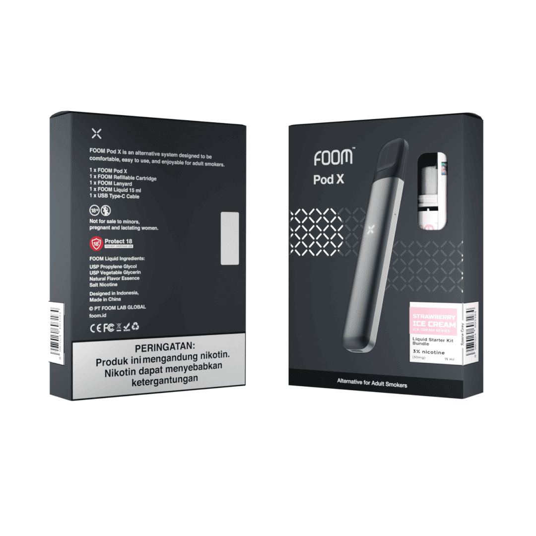 Pod X SPACE GRAY Bundling Liquid 15 ml | Liquid Vape Salt Nic Enak dan Pods Vape Terbaik - FOOM