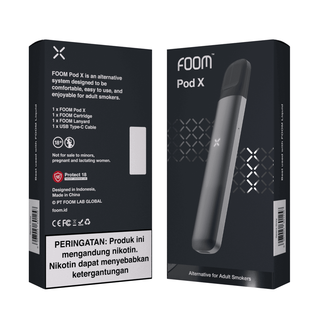 Pod X - SPACE GRAY | Liquid Vape Salt Nic Enak dan Pods Vape Terbaik - FOOM