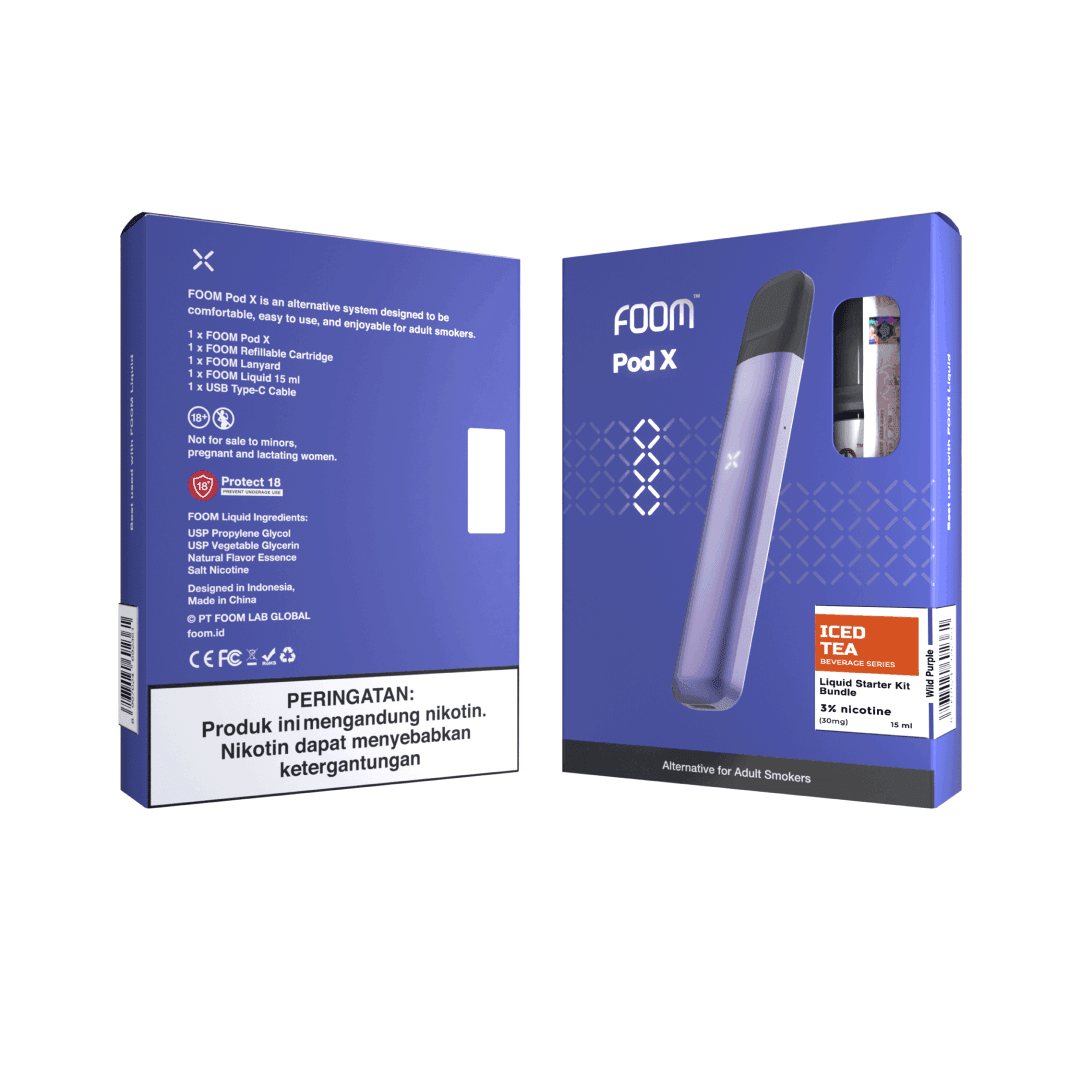 Pod X WILD PURPLE Bundling Iced Tea 15 ml | Liquid Vape Salt Nic Enak dan Pods Vape Terbaik - FOOM