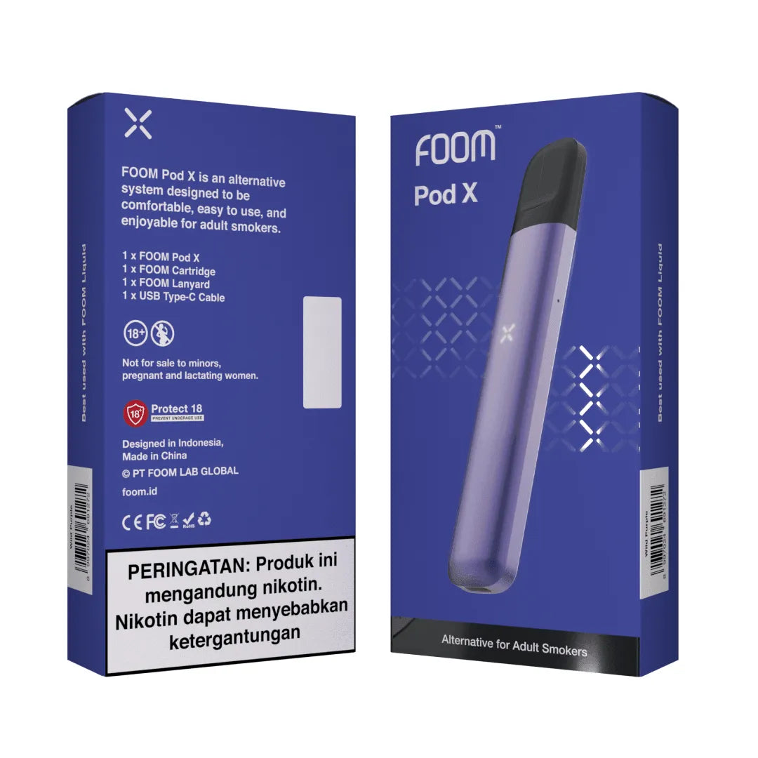 Pod X - WILD PURPLE | Liquid Vape Salt Nic Enak dan Pods Vape Terbaik - FOOM