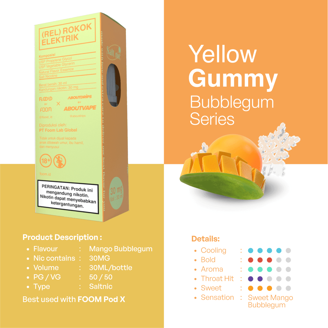 YELLOW GUMMY - [Bubblegum Series] | Liquid Vape Salt Nic Enak dan Pods Vape Terbaik - FOOM