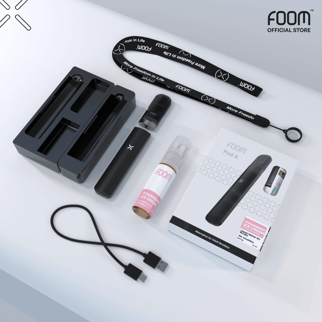 Pod X ABSOLUTE BLACK Bundling Strawberry Ice Cream 15 ml | Liquid Vape Salt Nic Enak dan Pods Vape Terbaik - FOOM