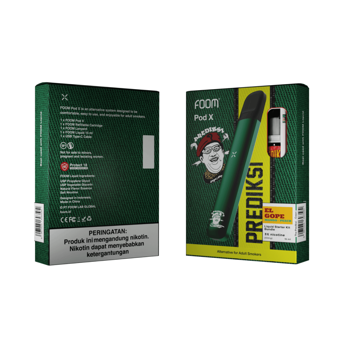 Pod X THE PREDIKSI GREEN Bundling Liquid | Liquid Vape Salt Nic Enak dan Pods Vape Terbaik - FOOM